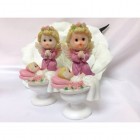 Praying Angel with Baby in Font Figurine
